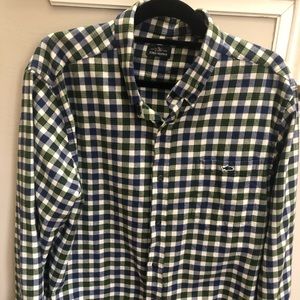 Blue, white and green plaid flannel men’s shirt XL
